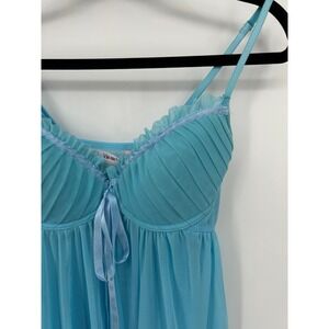 La Vie en Rose Turquoise Blue Mesh Babydoll Chemise Lingerie Medium